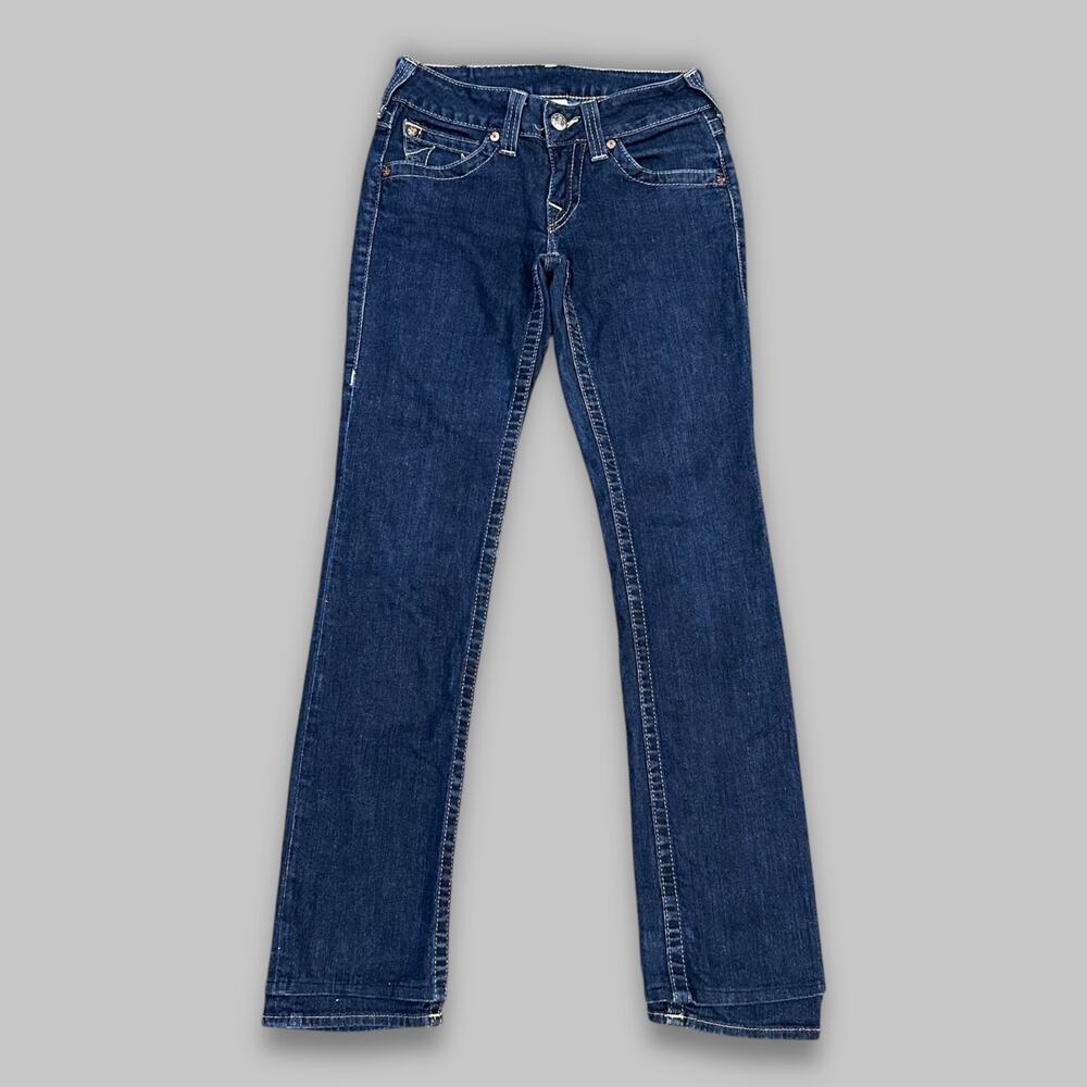 True Religion Women’s Low Rise Straight Leg Jeans Dark Wash - Size 27